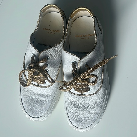 YSL WOMENS Venus low top leather white sneakers size 5.5 - Picture 1 of 5